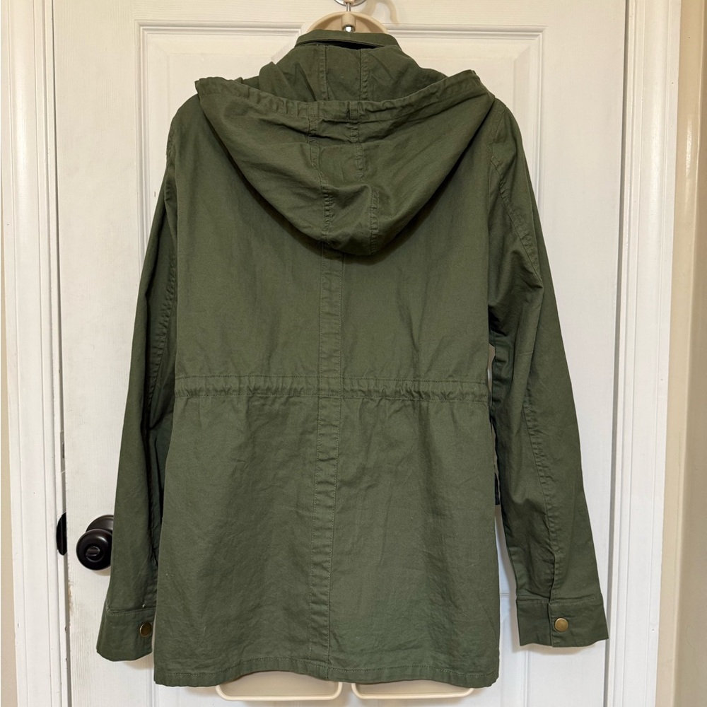 Chaplin Essential Olive Hooded Anorak Cargo Jacket Utility Military Cotton L - Picture 2 of 12